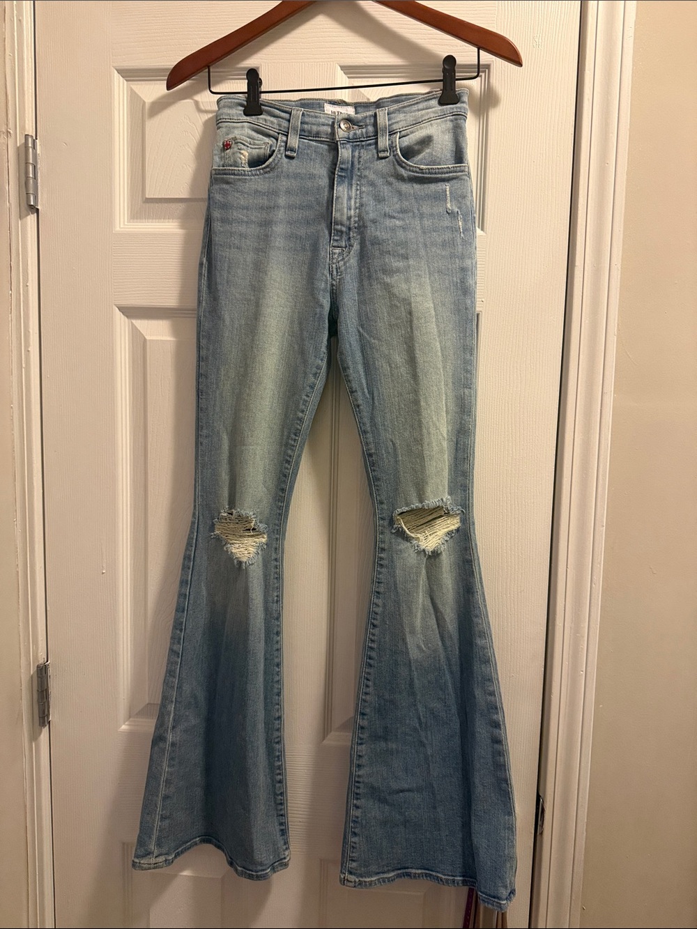 Hudson Jeans Light Blue Distressed Flare Jeans